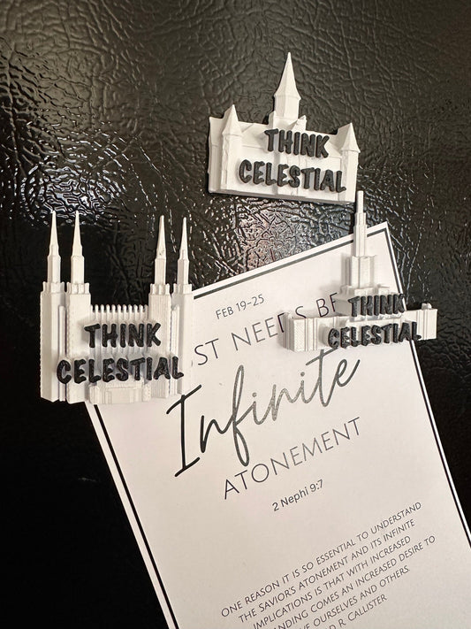 Think Celestial Temple Magnets | 3D Printed-CONTACT ME For Large Orders-Perfect Primary Relief Society Gift-Refrigerator-LDS Mormon Temple